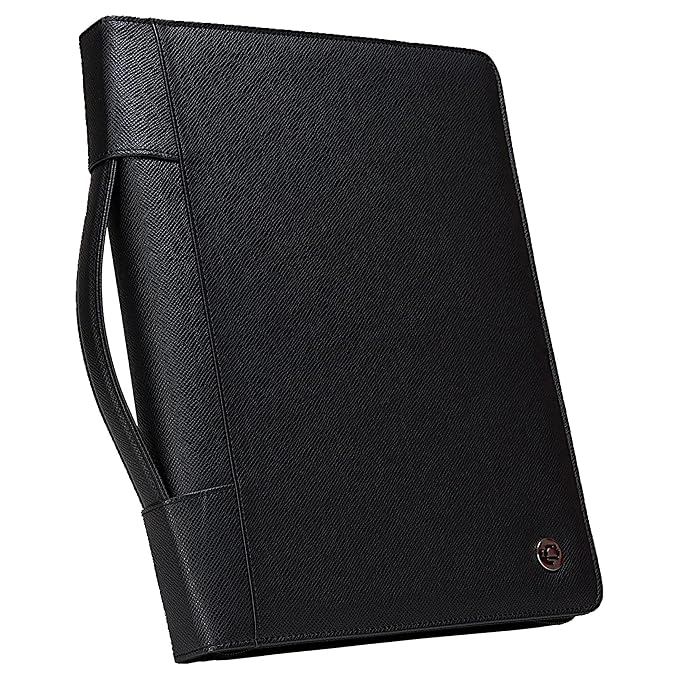 Case-it Zipper Padfolio | Letter Size | 3-Ring Binder | PAD-40 Black | Executive, Removable 3-Ring Binder, Letter Size Writing Pad, Pebbled Faux Leather, School & Office