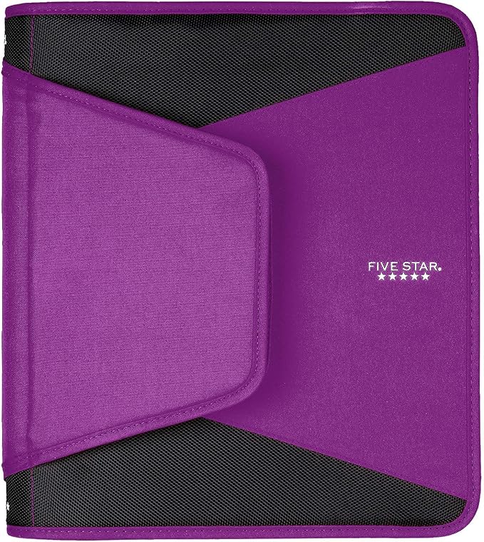 Five Star 1-1/2 Inch Zipper Binder, 3 Ring Binder, 3-Pocket Expanding File, Durable, Color Selected For You (28012)