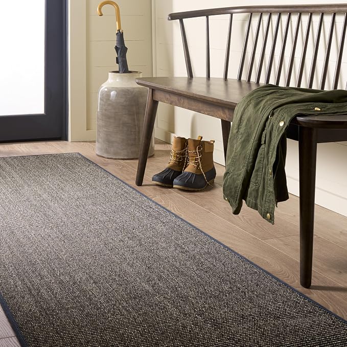 Martha Stewart x SAFAVIEH Area Rug Collection - 2'3" x 12' Runner, Charcoal, Sisal & Jute, Farmhouse Style, Ideal for Living Room, Foyer, Bedroom, Hallway (MSR9501F)