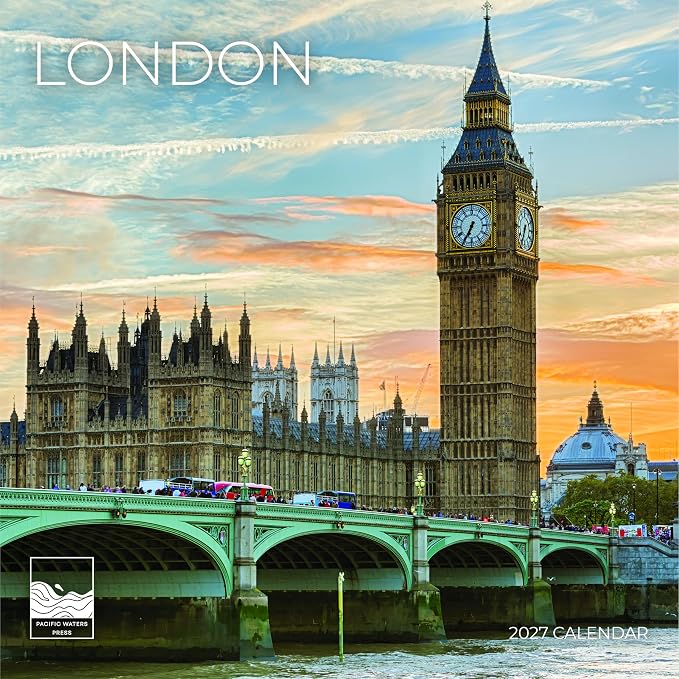 London 2027 Wall Calendar, 12 x 24 Hanging Pacific Waters Press