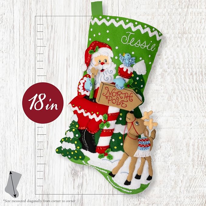 Bucilla, Felt Applique 18" Stocking Making Kit, North Pole This Way