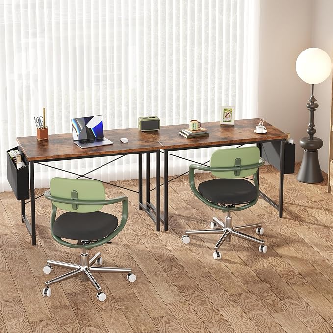 OLIXIS Computer Desk, 44 Inch Gaming Desks for Home Office Small Spaces | Writing Study Craft Work Table, Computer Workstation for Bedroom with Storage Bag, Rustic Brown