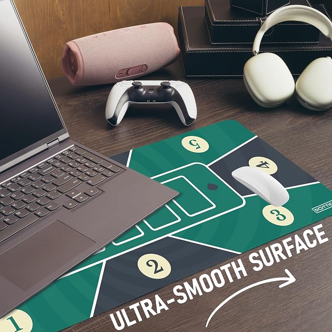 Poker Gaming Mouse Pad – Large Desk Mat for Keyboard & Mouse – Non-Slip Water-Resistant Surface, Stitched Edges – 31.5x11.8 in (X-Large Poker)