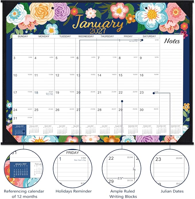 2027 Calendar - 2027 Desk Calendar Large, JAN. 2027 - DEC. 2027 | Large Desk Calendar 2027, 22" x 17", Desktop Calendar with Corner Protectors, Desk Pad, To-Do List, Note for Daily Use - Blue