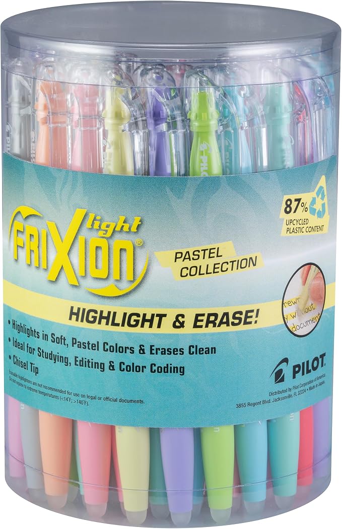 PILOT FriXion Light Pastel, Pack of 36, Assorted Aesthetic Highlighters