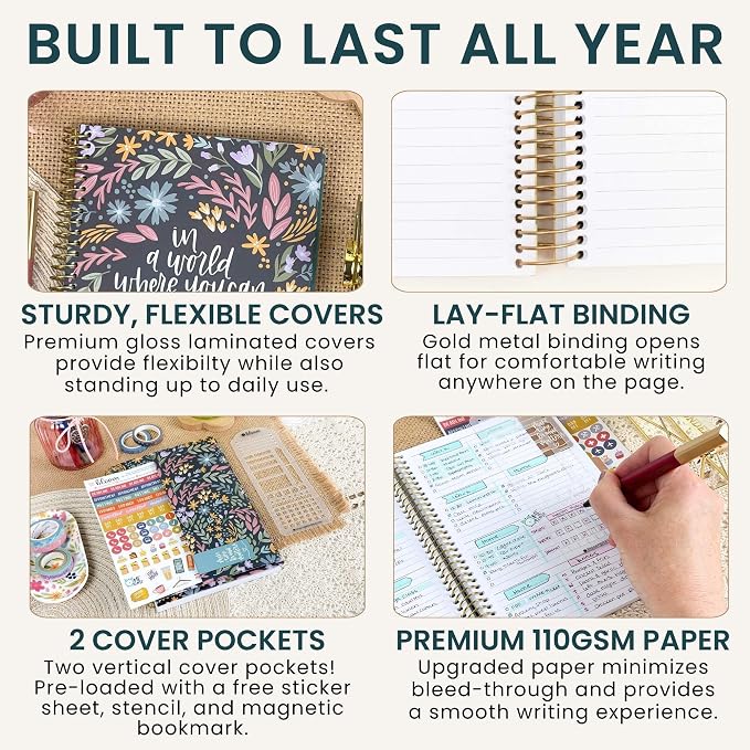bloom daily planners 2027 Planner (January - December 2027) - Weekly & Monthly Softcover Planner for Women - Calendar Year Inspirational Agenda Book with Stickers - 5.5" x 8.25" - Be Kind