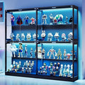 AMERLIFE 75-Inch RGB Display Cabinet with Glass Shelves | 70 H x 75 W x 16 D In, 4-Tier Storage, RGB LED Lights, Press-to-Open Doors, for Collectibles, Black