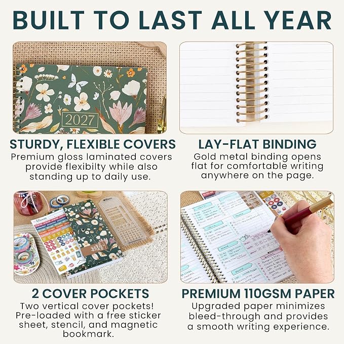 bloom daily planners 2027 Planner (January - December 2027) - Weekly & Monthly Softcover Planner for Women - Calendar Year Inspirational Agenda Book with Stickers - 5.5" x 8.25" - Butterfly Garden