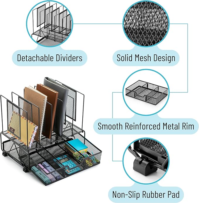 Mr. Pen- Mesh Desk Organizer with Drawer | Office Desk Organizers and Accessories, Desk Organization, Desktop Organization, Desk Organizers and Storage