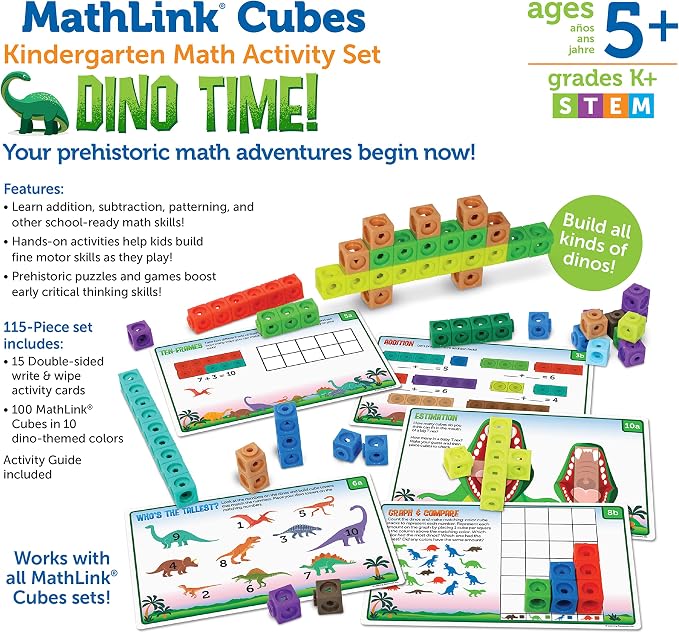 Learning Resources MathLink Cubes Activity Set: Dino Time