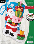 Bucilla Felt Applique Stocking Kit, Santa's Gift Galore 18" Felt Applique Stocking Making Kit, Perfect for DIY Arts and Crafts, 89560E