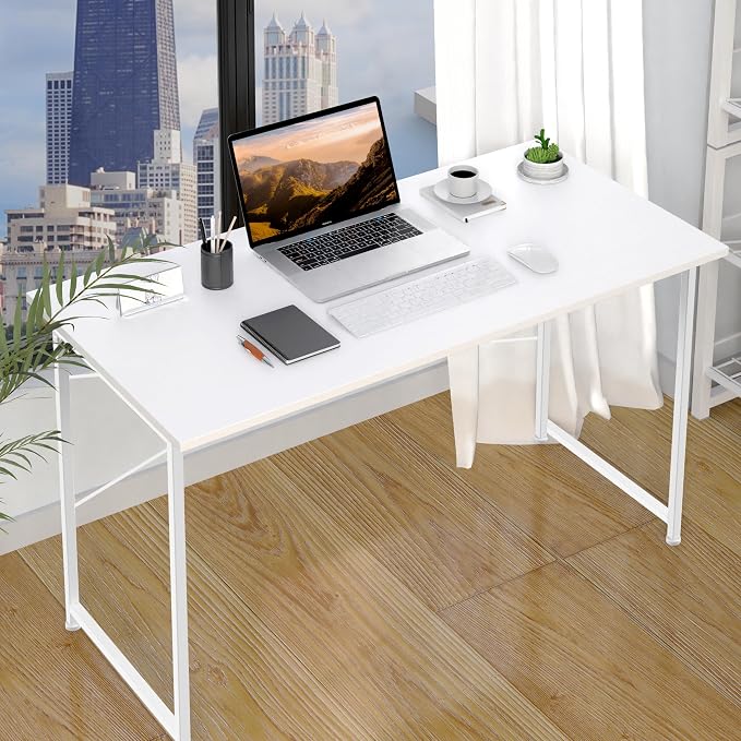 Small Space Writing Desk with Headphone Hooks, Modern Simple Design, Suitable for Study, Home Office and Living Room