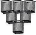 Segarty Pen Cup Holder, 6 Pack Square Black Pen Holder for Desk, Metal Mesh Pencil Cups Bulk for Office Supplies, School Classroom, Desktop Accessories, Makeup Brush