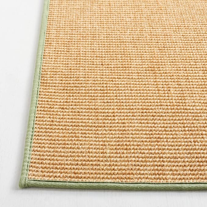 Martha Stewart x SAFAVIEH Area Rug Collection - 6' x 9', Natural & Green, Sisal & Jute, Farmhouse Style, Ideal for Living Room, Bedroom, Office, Dining Space (MSR9501E)
