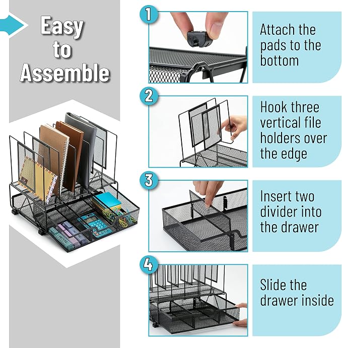 Mr. Pen- Mesh Desk Organizer with Drawer | Office Desk Organizers and Accessories, Desk Organization, Desktop Organization, Desk Organizers and Storage
