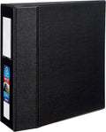 Avery Heavy-Duty 3 Ring Binder with Label Holder, 4 Inch One Touch EZD Rings, 4.5 Inch Spine, 1 Black Binder (79994) | For Heavy School, Home and Office Use, Reinforced Construction, DuraHinge Tear-Resistant Spine, Interior Storage Pockets