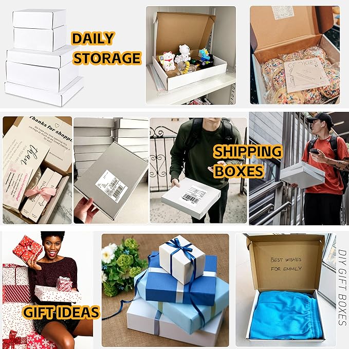 JOWLOT 12x9x2 inch Small Shipping Boxes Set of 25, White Corrugated Cardboard Box Literature Mailer for Mailing Packing Moving and Storage