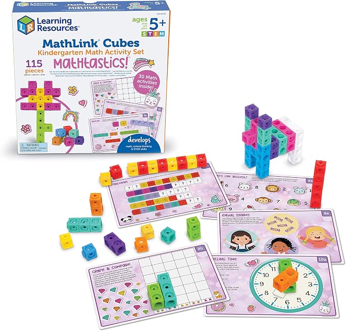 Learning Resources MathLink Cubes Activity Set: Fantasticals | Math Manipulatives Kindergarten for Counting, Number Blocks Toys, Counting Blocks for Classroom, Kids Mathlink Linking Cubes