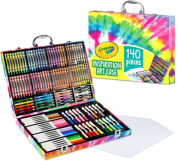 Crayola Inspiration Art Case Coloring Set - Tie-Dye (140ct), Art Supplies Set For Kids, Travel Drawing Kit, Gift for Girls & Boys, Ages 5+ [Amazon Exclusive]