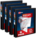 Avery Heavy-Duty View 3 Ring Binders, 1 Inch One Touch Slant Rings, DuraHinge, 1.4 Inch Wide Spine, Customizable Clear Cover and Spine, Black Binders (4-Pack of 79868)