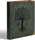 Ovesmusl PU Leather D Ring Binder, 1.5 Inch Green Tree | Fits 8.5x11 letter paper, holds 400 sheets, inner pockets, loose leaf organizer