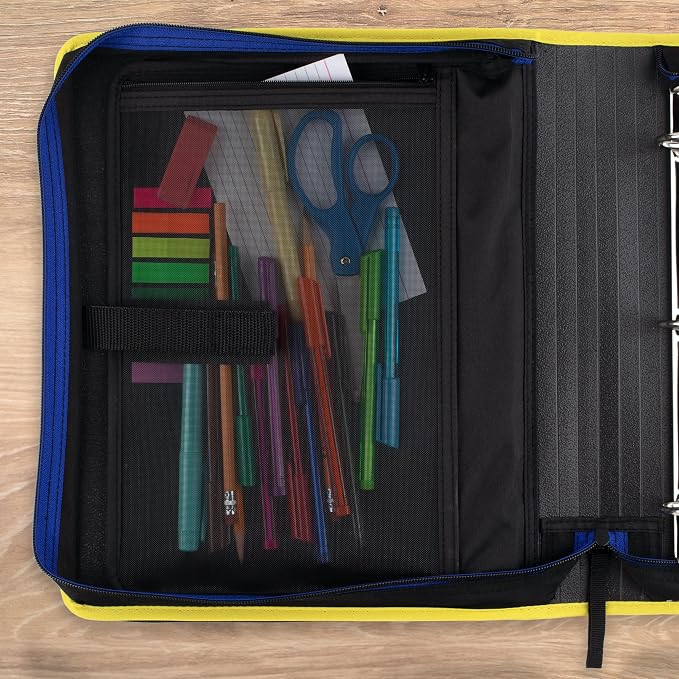 Five Star Zipper Binder 2 Inch O-Rings Case Organiser with Multi-Access and 5-Tab Expanding File Folder, 850 Sheet Capacity, Cosmic Blast (290010M)