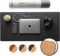 Nordik Leather Desk Mat - Cork Pebble Black - Leather Desk Pad (35x17 in) | Premium Vegan Leather Desk Pad with Cable Organizer, Giftable, Extended Waterproof Mouse Mat, Non-Slip Desk Pad Protector