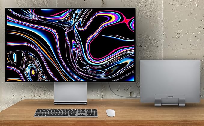 Aluminum Vertical Laptop Stand Dock Holder, Adjustable Slot Width 12-42mm, Space-Saving Upright Storage for MacBook and Laptops