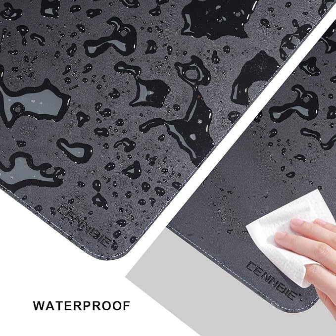 CENNBIE Leather Desk Mat Protector, 59" x 16"Desk Mat on top of desks | Premium Stitched Edges Resist Wear. Waterproof, Non-Slip & Easy To Clean. Protects Desk From Scratches. For Office & Home.