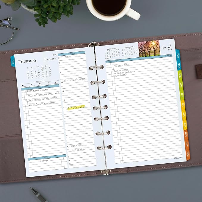 AT-A-GLANCE 2026 Planner, Daily & Monthly, 5.5" x 8.5", Desk Size 4, Two Page Per Day Refill, Loose-Leaf, Zenscapes (281-225-26)