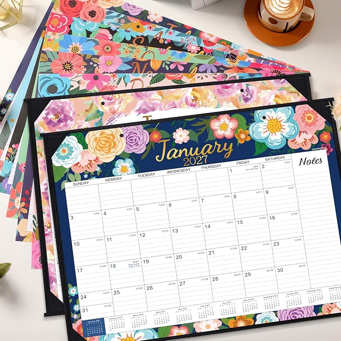 2027 Calendar - 2027 Desk Calendar Large, JAN. 2027 - DEC. 2027 | Large Desk Calendar 2027, 22" x 17", Desktop Calendar with Corner Protectors, Desk Pad, To-Do List, Note for Daily Use - Blue