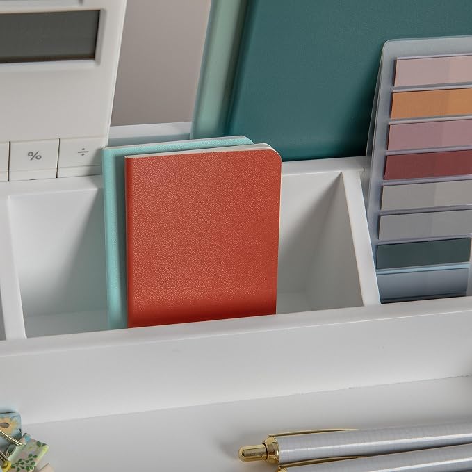 Martha Stewart Weston Wood Desktop Organizer, White | Open Lower Storage, Engineered Wood, Multipurpose