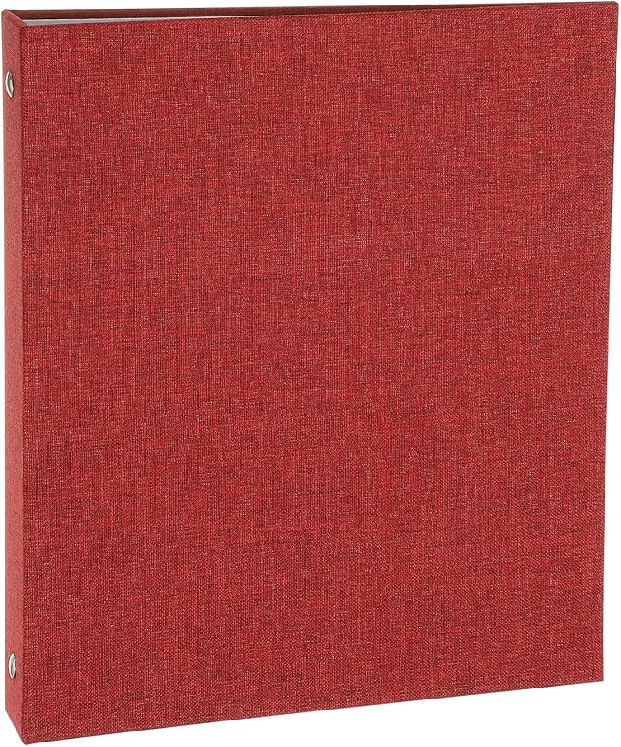PATIKIL A5 Size 3 Ring Binder,1Pcs 1 Inch Round Ring Durable Linen Hardcover Binder Fit for Paper Recipe Photo Office, Red