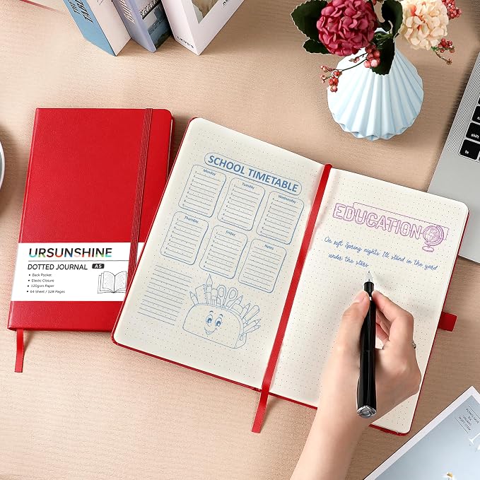 Dotted Journal/Notebook - Dot Grid Hard Cover Notebook, 5.3'' x 8.26''