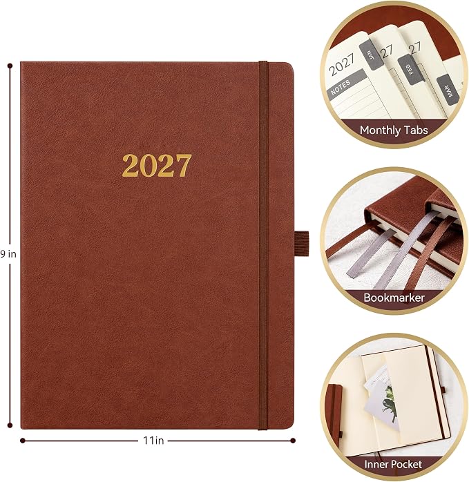 Vondafe 2027 Planner Weekly and Monthly, Jan. 2027 - Dec. 2027, 9" x 11"