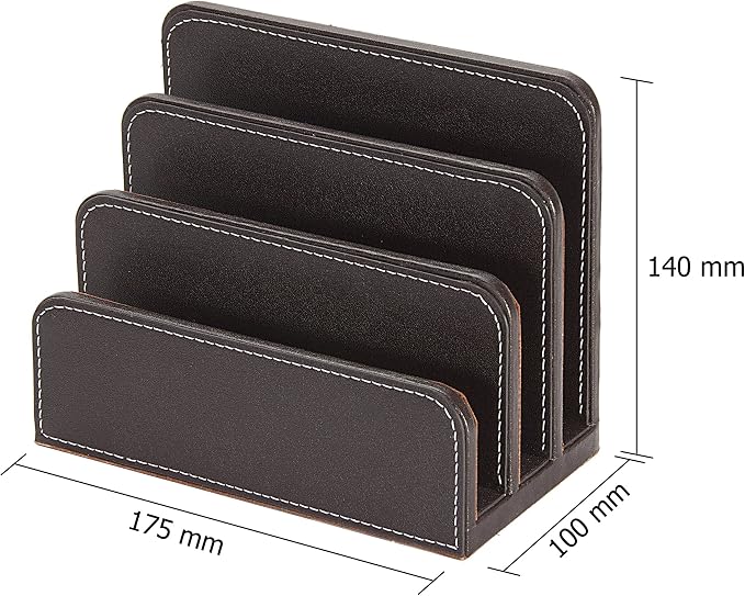 Osco Brown Faux Leather Letter Holder