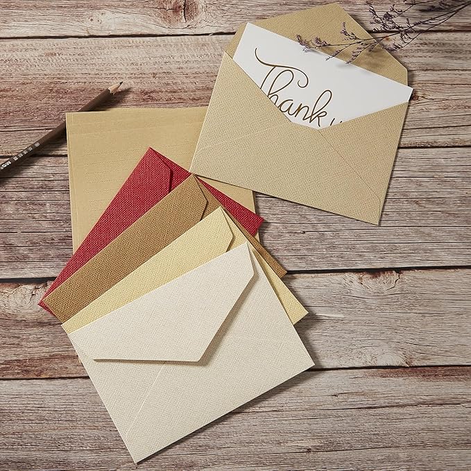 20 Pack-Best Paper and Heavyweight Envelopes Set 6.30'' X 4.33'' with Jute Rope for Office, Wedding Gift Cards, Invitations, Graduation, Baby Shower, Parties and Diy cards (Multicolor-20pack)