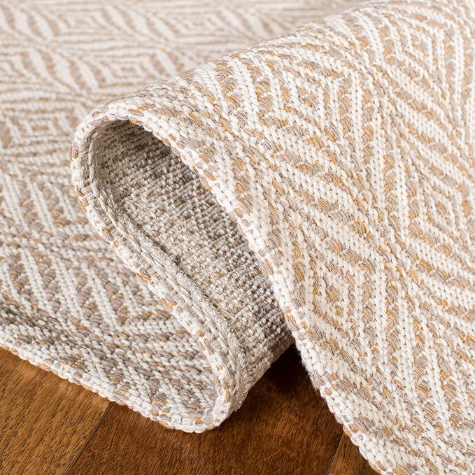 Martha Stewart x SAFAVIEH Area Rug Collection - 6'7" x 9', Charcoal & Grey, Flat Weave Cotton, Ideal for Living Room, Bedroom, Office, Dining Space (MSR403B)