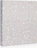 Bling 3 Ring Binder Silver Rhinestone Glitter 1 Inch Binder Organizer with 2 Interior Pockets 8.5'' x 11'' Women Gift for Christmas Home Office School Use