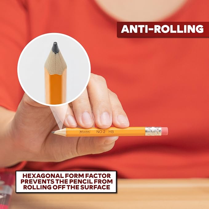 XFasten Golf Pencils with Erasers Bulk, 300-Pack 3.5" #2 HB Pre-Sharpened Easy-to-Grip Half Mini Golf Pencils for Kids, Adults, and School Supplies - Hexagonal, Smooth Writing, and Non-Smudging