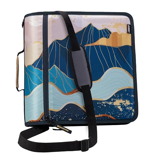Case-it School Zipper Binder | 3-Inch O-Rings | 600-Sheet | D-146 Mountains | Mighty Zip Tab, 5-Subject Expanding File Folder, Multiple Pockets, Storage Organizer, Shoulder Strap, Office