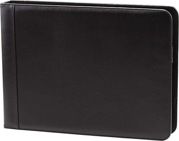 2Fold Business Check Binder 7 Ring for 3-Up Business Size Checks with Extra Business Card Case - PU Leather Deluxe 7 Ring Checkbook Binder Portfolio with 600 Check Capacity and Storage