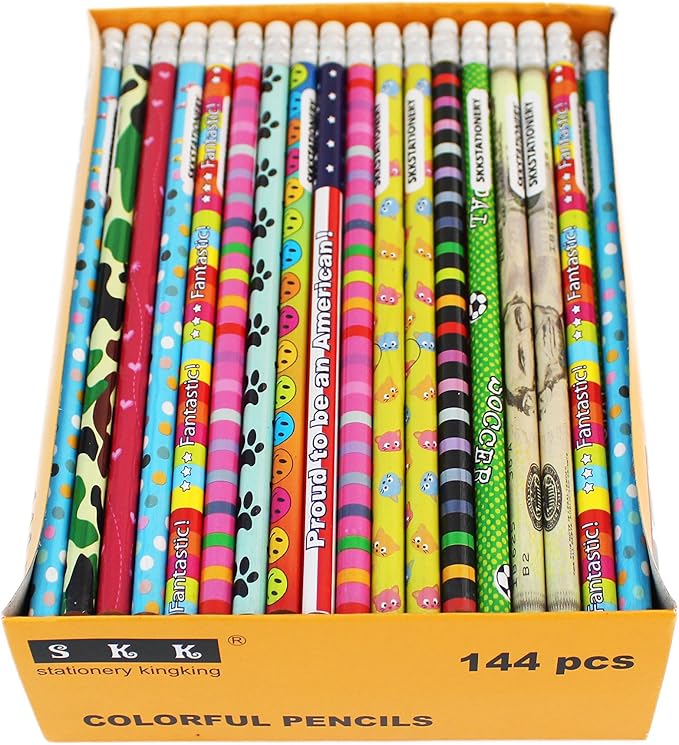 SKKSTATIONERY Assorted Colorful Wooden Pencils, 144 Count
