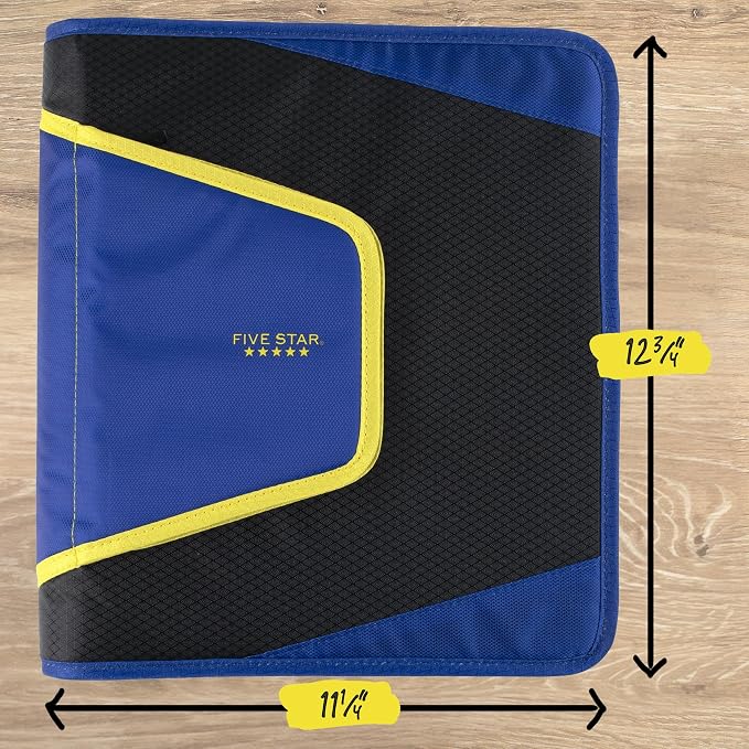 Five Star Zipper Binder 1.5 Inch O-Rings Case Organiser with 3-Pocket Expanding File, 500 Sheet Capacity, Cosmic Blast (280146J)