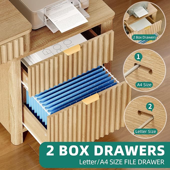 YITAHOME Computer Desk with Hutch and Drawers | 55" Office Desk with Storage Shelves Gaming Desk