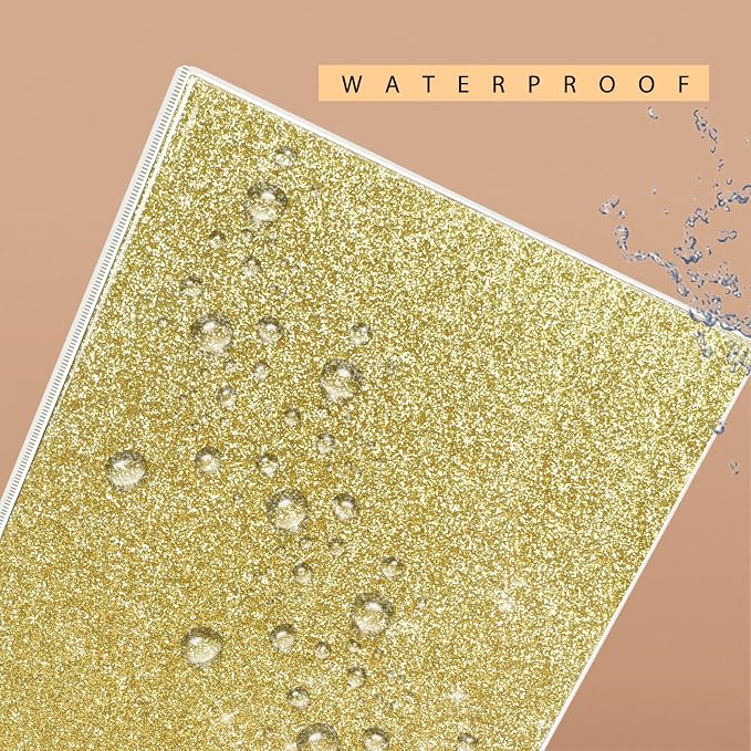 NatureTouch 3 Ring Binder, Glitter 1 Inch Binder Organizer (10.5'' x 11.5'') Holds 8.5’’ x 11’’ Letter Size 300 Pages, Waterproof Durable View Binder, 1 Pack, Gold