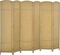 HOMCOM Room Divider, 6 Panel Folding Privacy Screen, 5.6' Tall Freestanding Wall Partition for Home Office, Bedroom, Nature Wood