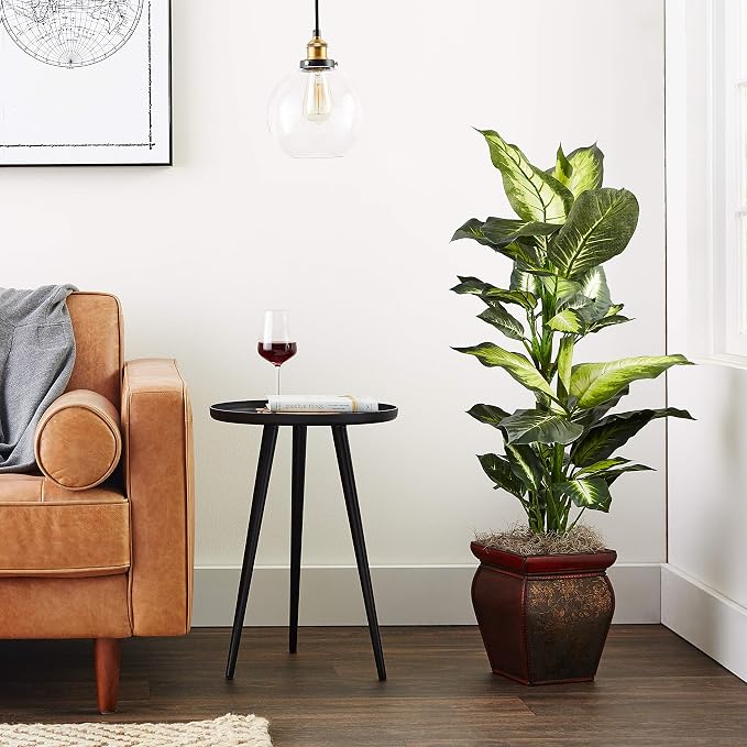 Nearly Natural 45 in Artificial Golden Dieffenbachia with Decorative Pot | Lush Variegated Leaves, Faux Greenery in Decorative Planter, Maintenance-Free Floor Plant, Indoor Home Decor