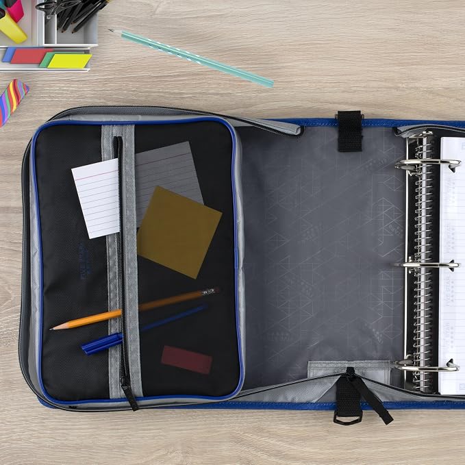 Five Star Zipper Binder, 3-Inch D-Ring Case Binder, 850-Sheet Capacity, Multiple Pockets, Front 5-Tab Expanding File, Removable Padded Case and Shoulder Strap, Urban Eclipse (292960J)