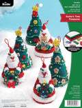 Bucilla Felt Applique 6 Piece Ornament Making Kit, Santa's Tree Treasures, Perfect for DIY Arts and Crafts, 89489E